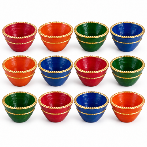 Painted Kangri Mix Color (SSTBG) Diyas (doz) R2