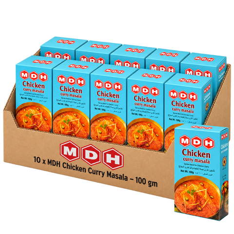 MDH Chicken Curry Masala, 100g x 10 Boxes, Wholesale Pack (1 kg Total) - Spice Blend for Chicken Curry