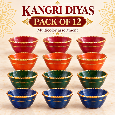 Painted Kangri Tricolour (CGS) Diyas (doz) R2