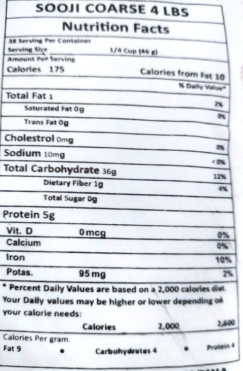 Aara Sooji Rava (Coarse) Indian Semolina for Upma Dosa and Sweets