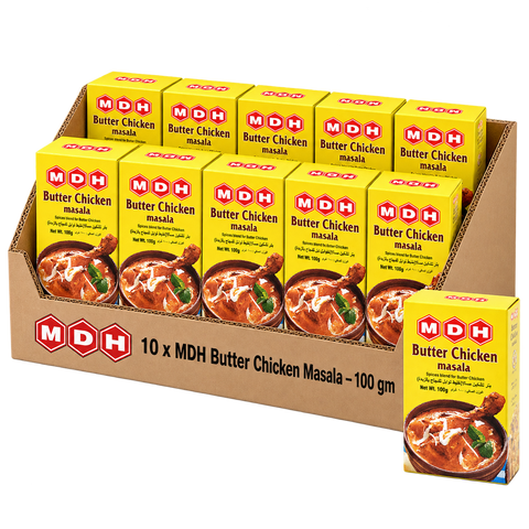MDH Butter Chicken Masala, 100g x 10 Boxes, Wholesale Pack (1 kg Total) - Spice Blend for Butter Chicken Curry