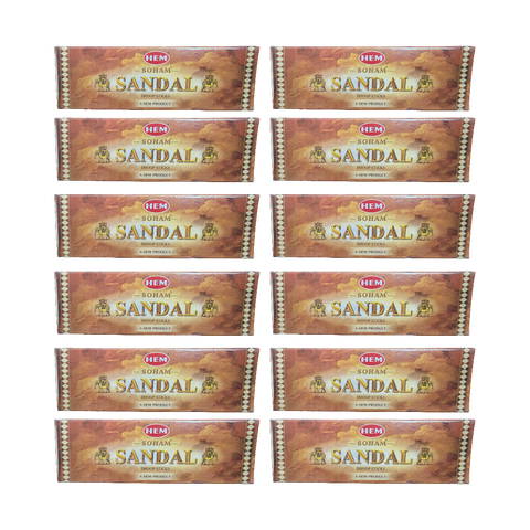 Hem Soham Sandal Dhoop Sticks – 20g x 12 Pack | Natural Sandalwood Incense | Long-Lasting Fragrance