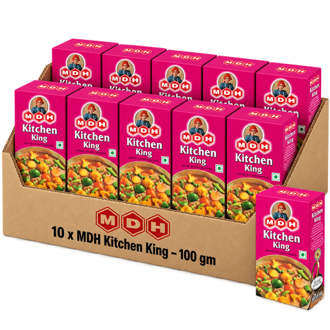 MDH Kitchen King Masala, 100g x 10 Boxes, Wholesale Pack (1 kg Total) - Spice Blend for Vegetable Curries