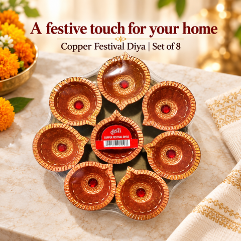 Copper Festival Diya 8pcs/tray