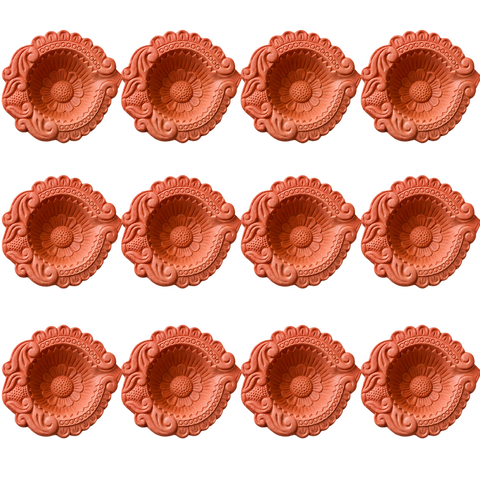 Plain Sunfower Diya 12 pieces