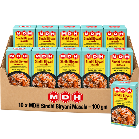 MDH Sindhi Biryani Masala, 100g x 10 Boxes, Wholesale Pack (1 kg Total) - Spice Blend for Rice and Meat