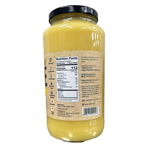 Golden Monkey Organic Grass-Fed Ghee (USDA) - 32oz