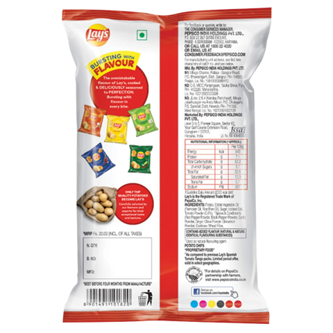 Lay’s Spanish Tomato Tango Chips – 50g x 3 Pack | Tangy & Crispy Potato Snack