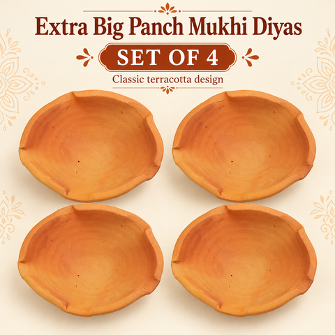 Extra Big Panch Mukhi Diya 4pcs/tray R2