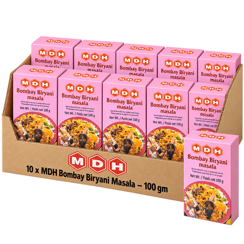 MDH Bombay Biryani Masala, 100g x 10 Boxes, Wholesale Pack (1 kg Total) - Spice Blend for Biryani Rice