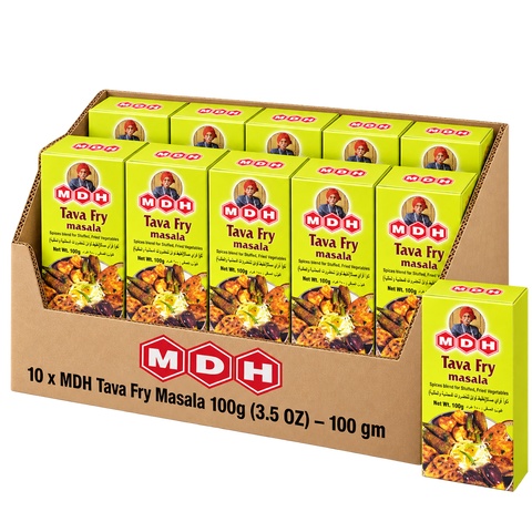 MDH Tava Fry Masala, 100g x 10 Boxes, Wholesale Pack (1 kg Total) - Seasoning for Stuffed and Fried Vegetables