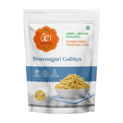 G2I Bhavnagari Gathiya Traditional Indian Snack, Crispy Savory Sev, 400 g