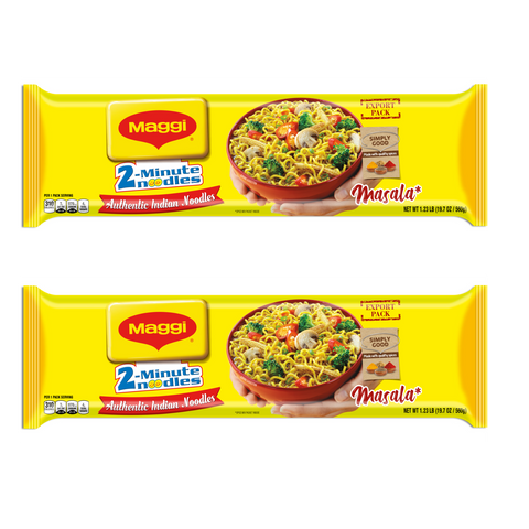 Maggi Masala Instant Noodles – 560g (2-Pack) | Authentic Indian Spices | Quick 2-Min Meal