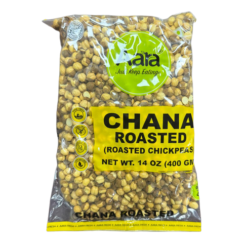 Aara Roasted Chana (Chickpeas) – 14 oz | Unsalted | Protein-Rich Snack | All-Natural | Product of India