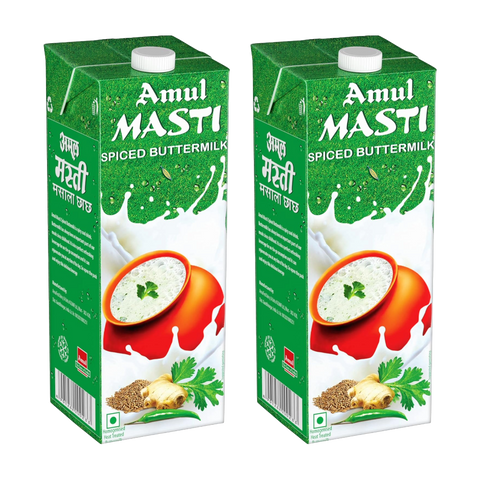 Amul Masti Buttermilk (Chaas) – 1L x 2 Pack | Refreshing Indian Beverage | Ready to Drink