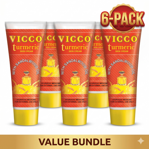 Vicco Turmeric Vanishing Skin Cream with Sandalwood Oil - 80g (6 Pack)