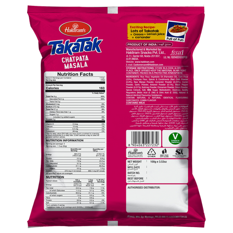 Haldiram TakaTak Chatpata Masala Snack – 100g | Crunchy & Spicy Indian Snack