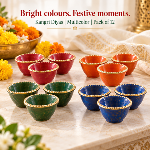 Painted Kangri Mix Color (SSTBG) Diyas (doz) R2