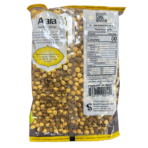 Aara Roasted Chana (Chickpeas) – 14 oz | Unsalted | Protein-Rich Snack | All-Natural | Product of India