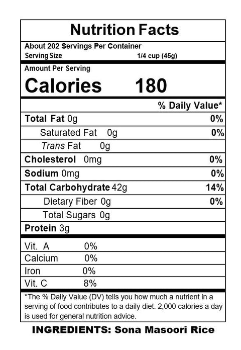 Aara Crystal Sona Masoori Rice – 20 LB | Premium Medium Grain Rice
