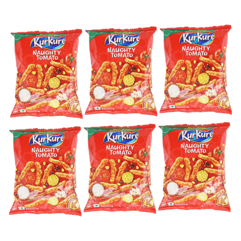 Kurkure Naughty Tomato – 6 Pack (55g Each) | Tangy Tomato Snack | 100% Vegetarian | Made in India