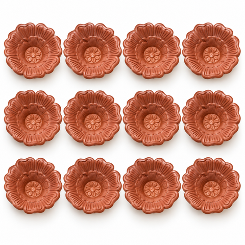 Plain Hibiscus Diyas 12 Pieces