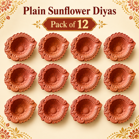 Plain Sunfower Diya 12 pieces