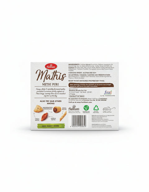 Haldiram’s Mathis | Methi Puri – 200g (7.05oz) | Authentic Indian Snack | Crispy & Flaky Savory Delight