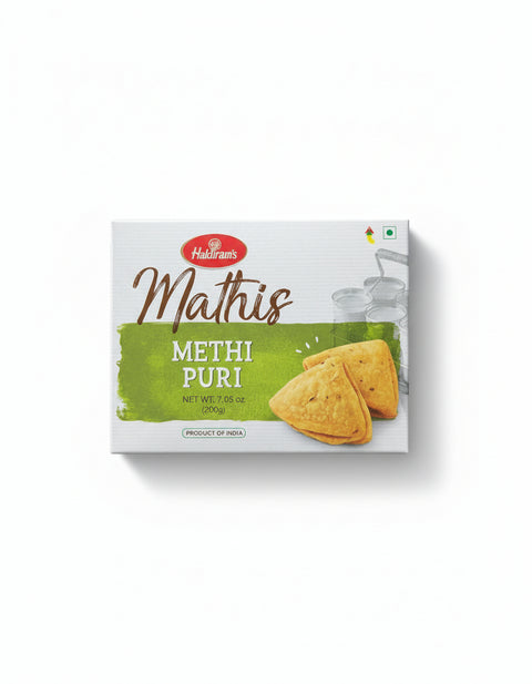 Haldiram’s Mathis | Methi Puri – 200g (7.05oz) | Authentic Indian Snack | Crispy & Flaky Savory Delight