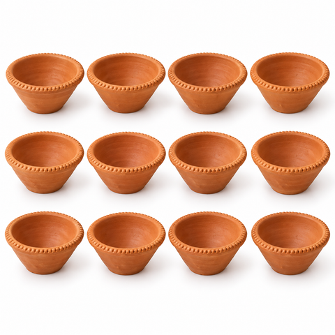 Plain Kangri Diyas 12 Pieces