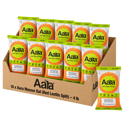 Wholesale Masoor Dal (Red Lentils Split) - Aara - 4 lb  - 10 Pack (1 Case)