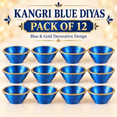 Painted Kangri Blue Diyas (doz) (26) R1