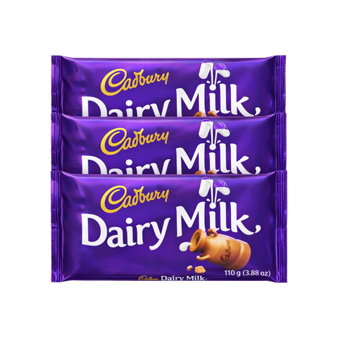 Cadbury Dairy Milk Milk Chocolate Bar – 110 g (3.88 oz) Each | 3 Pack Bundle