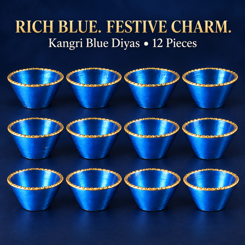 Painted Kangri Blue Diyas (doz) (26) R1