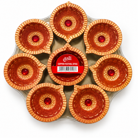 Copper Festival Diya 8pcs/tray