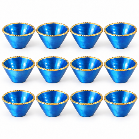 Painted Kangri Blue Diyas (doz) (26) R1