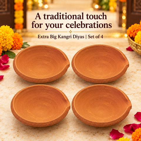 Extra Big Kangri Diya 4pcs/tray