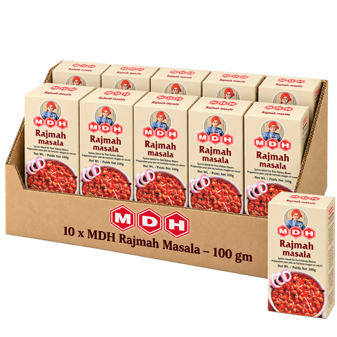 MDH Rajmah Masala, 100g x 10 Boxes, Wholesale Pack (1 kg Total) - Spice Blend for Kidney Bean Curry