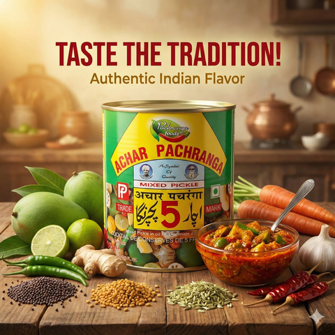 Pachranga Foods Mixed Pickle – 800g Tin | Authentic Punjabi Achar | Spicy & Tangy Blend of Vegetables | Traditional Indian Taste