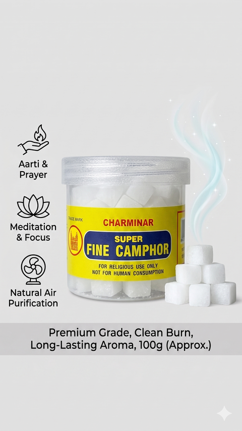 Charminar Pure Camphor (100g) – Premium Puja & Meditation Grade