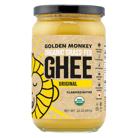 Golden Monkey Organic Grass-Fed Ghee (USDA) - 32oz