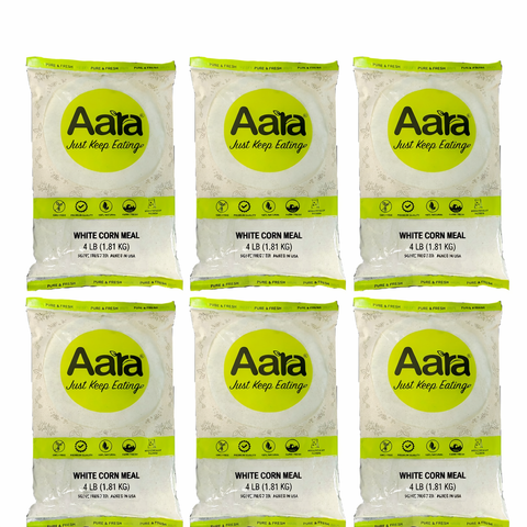 Aara White Corn Meal for Ugali – 4LB • 6 Pack Wholesale • Authentic African Ugali / Sadza / Pap Cornmeal Flour