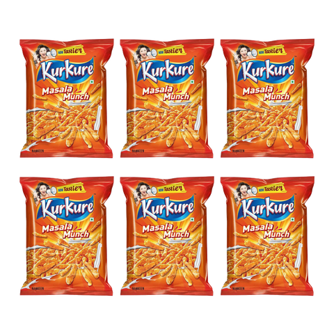 Kurkure Masala Munch – 6 Pack | Spicy Indian Snack | Crunchy & 100% Vegetarian
