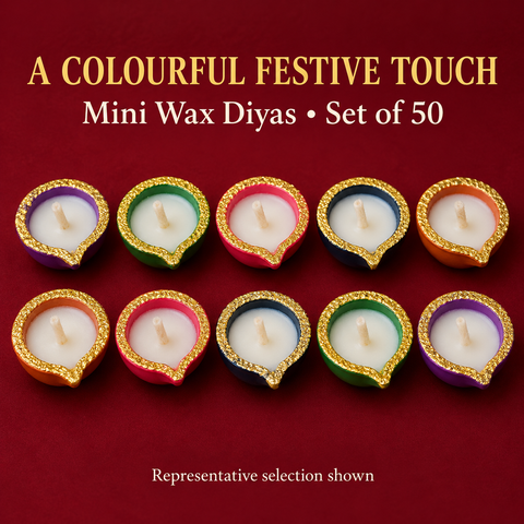Painted Mini Diyas with Wax 50pcs R1