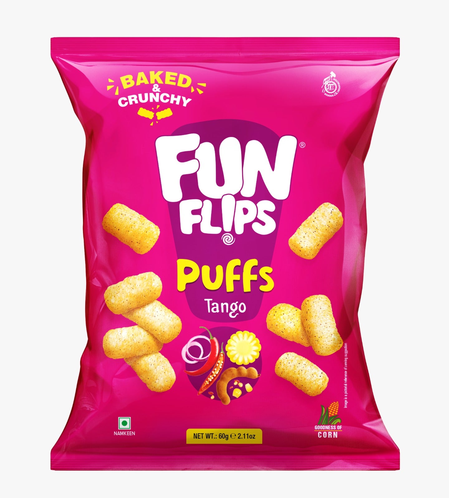 Fun Flips Puffs, Tango Flavor, Baked Corn Snack, 60g (2.11 oz ...