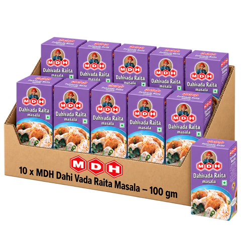 MDH Dahi Vada Raita Masala, 100g x 10 Boxes, Wholesale Pack (1 kg Total) - Seasoning for Yogurt and Raita