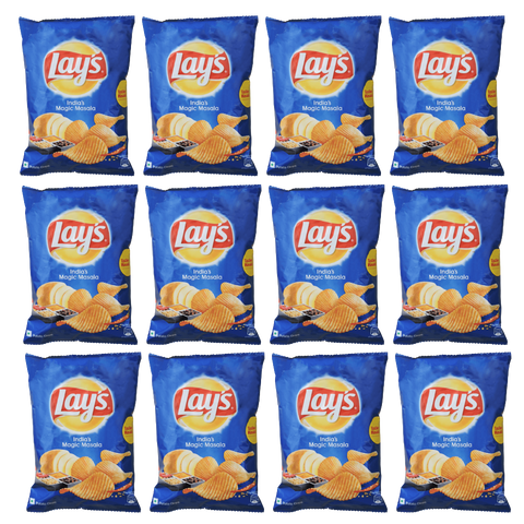 Lay’s Magic Masala Potato Chips – 52g x 12 Pack | Spicy Masala Flavored Crispy Snack Multipack