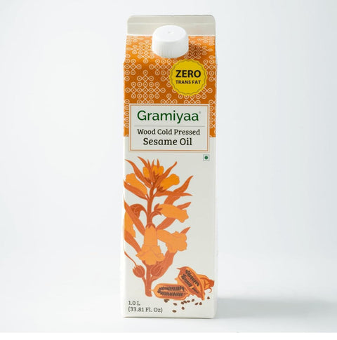Gramiyaa Wood Cold Pressed Sesame Oil – 1L | 100% Natural & Unrefined Gingelly Oil | Cold Pressed | Ideal for Cooking, Skin & Hair | No Chemicals or Preservatives