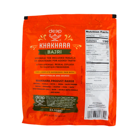 Deep Bajri Khakhara – 7oz | Traditional Gujarati Snack | Roasted Pearl Millet Flatbread Cracker