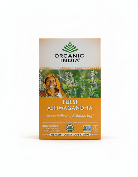 Organic India Tulsi Ashwagandha 1.27 OZ (18 Infusion Bags) Stress Relieving & Balancing